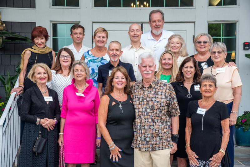 The Rehoboth Beach Museum Guild is the team that made this year’s Beach Ball happen. Shown are in back (l-r) Deirdre Murray, Krystian Jamorzek, Susan Siemionko, Alex Papajohn, Will Wilt, Carolyn Zollar and Sharon Wagner; middle row Monica Parr, Murray Archibald, Jill Judd, Michele Wilt and Marge LaFond. In front are Jackie Dolan, Mary Lou Kupfer, Beach Ball Chair Bonnie Mann, Rehoboth Beach Historical Society President David Mann and Carol Hall.
Special thanks go to Carol Hall for 19 years of Beach Balls, with Bonnie Mann not far behind, attending her 15th. DENY HOWETH PHOTOS